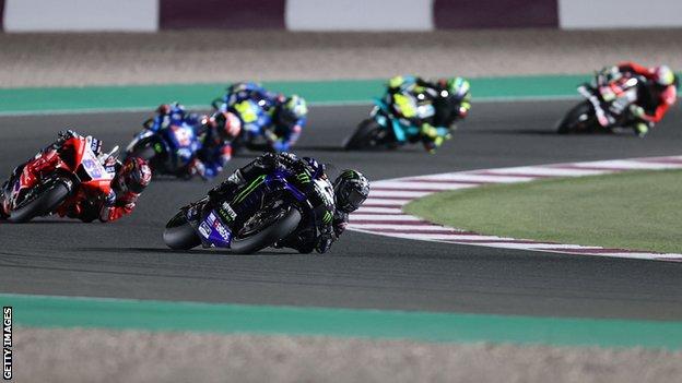 Maverick Vinales took the lead of the Qatar race with eight laps to go