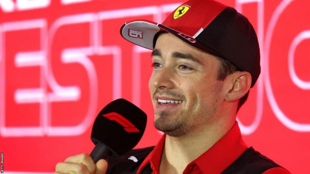 Charles Leclerc speaks at a news conference