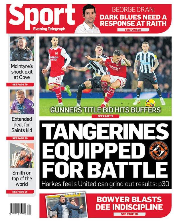 The back page of the Dundee Evening Telegraph