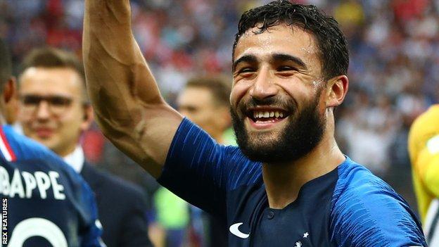 Nabil Fekir waves after the 2018 World Cup final