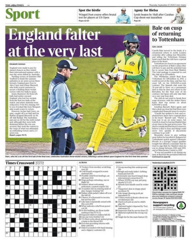 The back page of The Times
