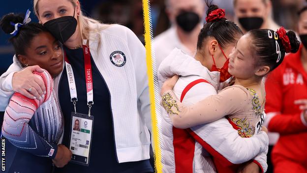 Simone Biles took bronze, while Guan Chenchen celebrated the gold