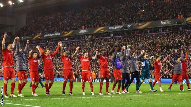 Liverpool celebrate their victory over Borussia Dortmund