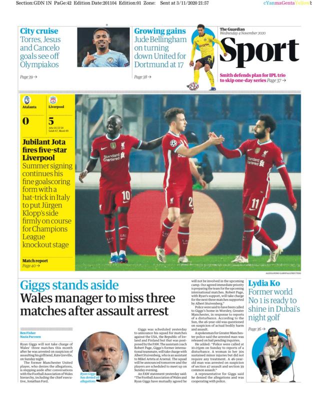 Wednesday's back pages - BBC Sport