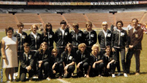 The England squad at the unofficial women's World Cup in Mexico in 1971