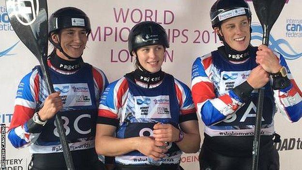 Great Britain's women's team of Lizzie Neave, Fiona Pennie and Kimberley Woods