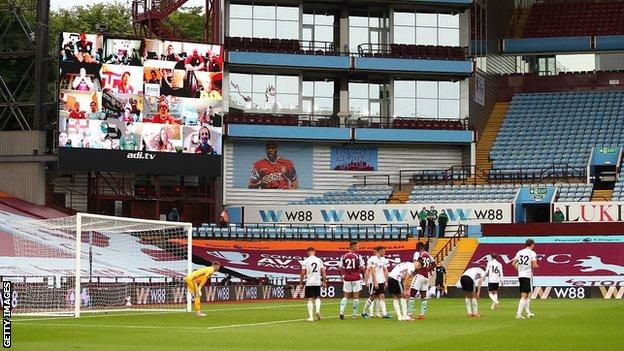 Villa Park with big screen showing fans