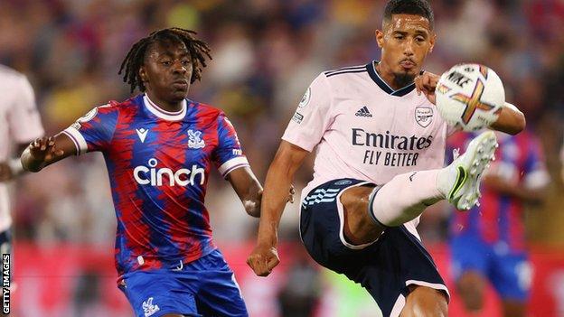 William Saliba in action against Arsenal against Crystal Palace