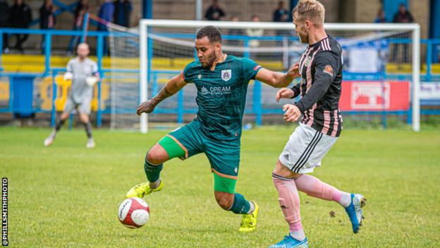 Dahrius Waldron in action for Stalybridge Celtic