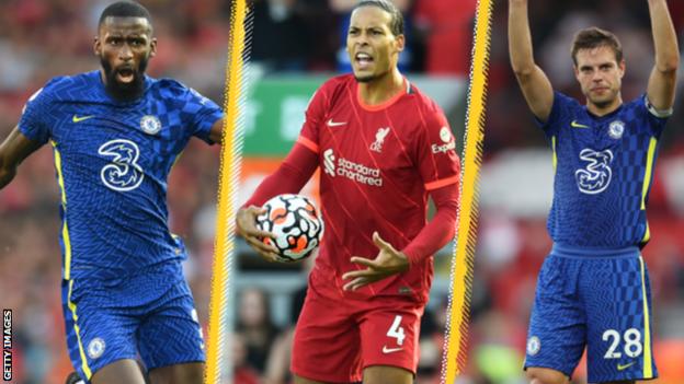 Antonio Rudiger (left), Virgil van Dijk and Cesar Azpilicueta (right)