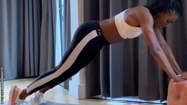 Dina Asher-Smith working out at home during the coronavirus outbreak