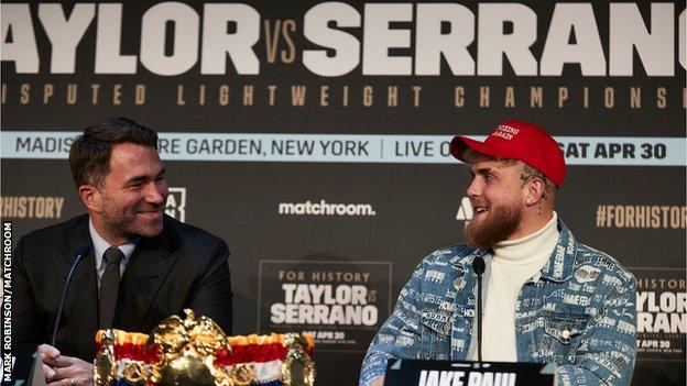 Jake Paul makes Eddie Hearn smile