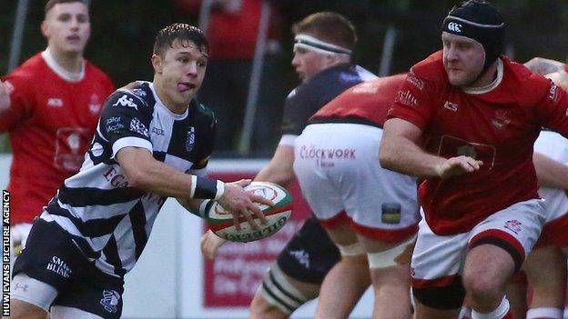 Pontypridd and Llanelli in action during the 2019-20 Premiership season