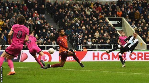 Miguel Almiron scores for Newcastle against Rochdale in the FA Cup