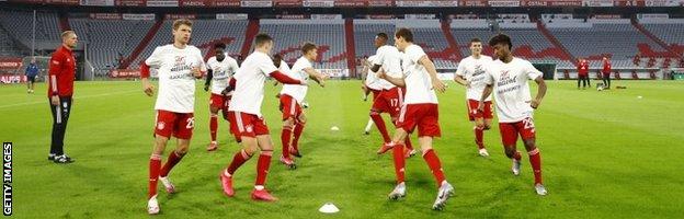 Bayern's players wore Black Lives Matter T-shirts before the game