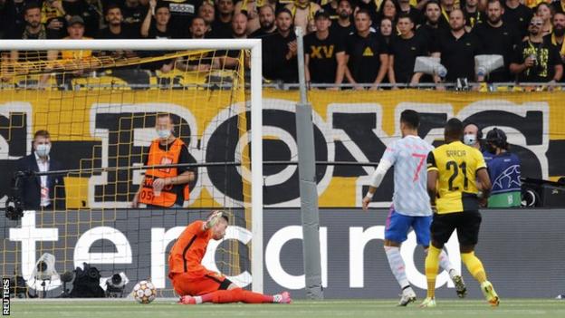 Cristiano Ronaldo scores for Manchester United against Young Boys in the Champions League