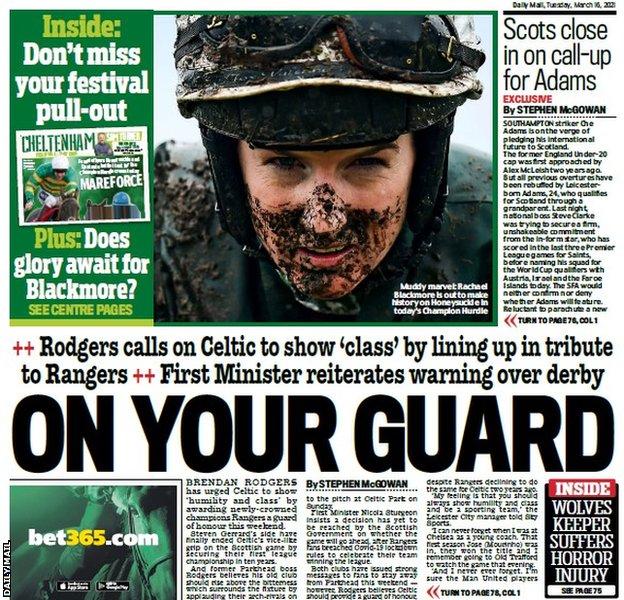The back page of the Scottish Daily Mail on 160321