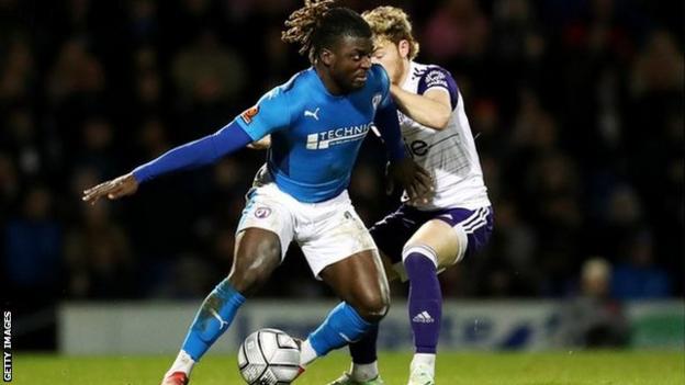 Kabongo Tshimanga in action for Chesterfield in the National League