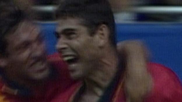 Fernando Hierro scores solo goal for Spain against Switzerland at 1994 World Cup - BBC Sport