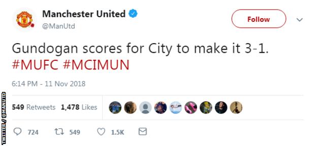 Manchester United tweet