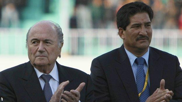 Fifa president Sepp Blatter (left) and Ganesh Thapa