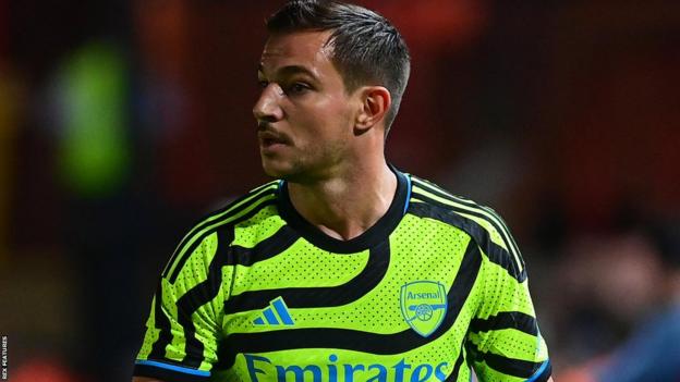 Cedric Soares plays for Arsenal at Exeter City