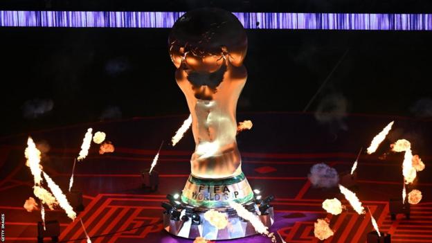 A giant version of the World Cup trophy