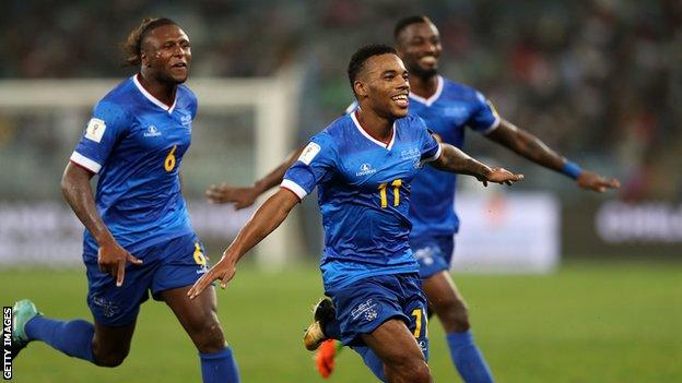Cape Verde's Garry Rodrigues celebrates scoring