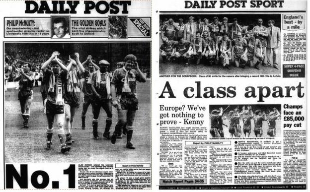 The front page of the Daily Post newspaper and an inside page from 30 April 1990