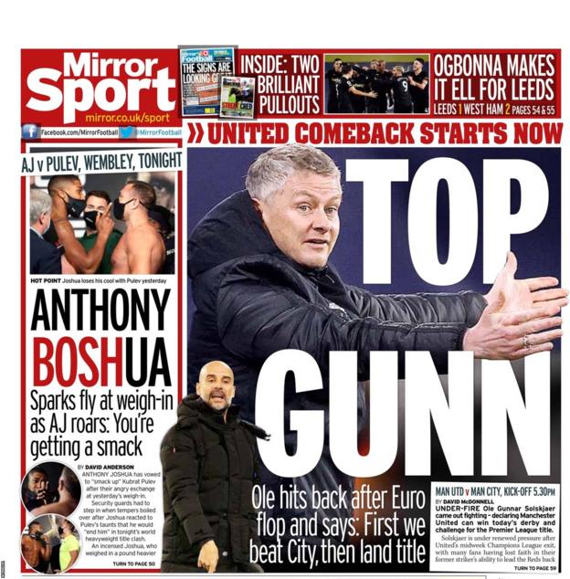 Saturday's sports pages BBC Sport