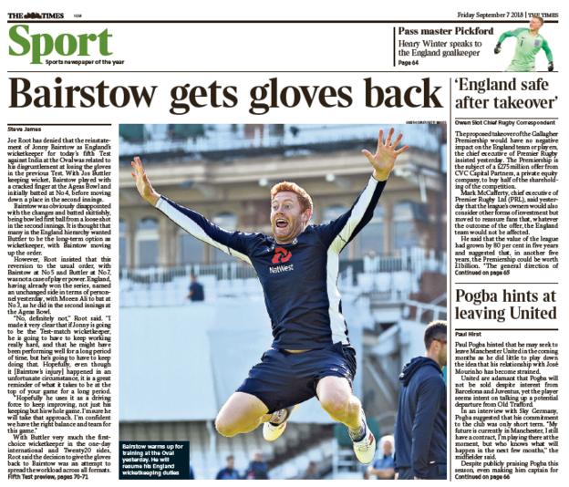 Times back page on Friday