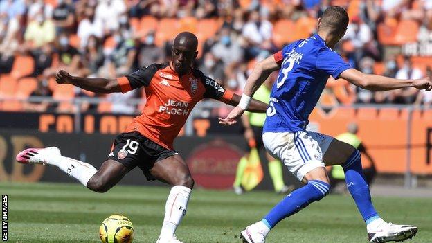 Yoane Wissa playing for Lorient