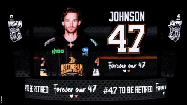 A scoreboard at Nottingham's Motorpoint Arena paying tribute to Adam Johnson
