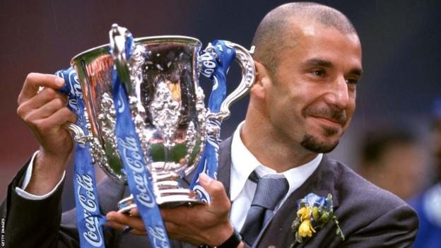 Gianluca Vialli with the League Cup