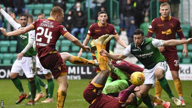 Motherwell's Danny Johnson has a late goal disallowed