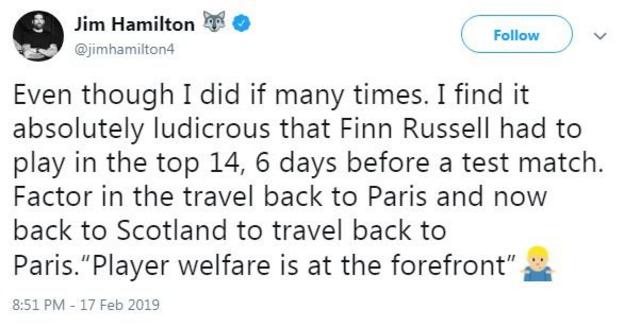 Jim Hamilton's tweet