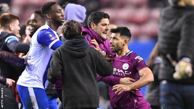 Aguero was involved in a heated moment after the final whistle