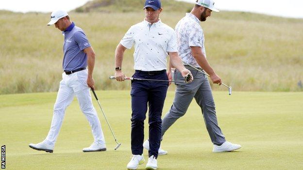 Justin Thomas, Rory McIlroy and Jon Rahm