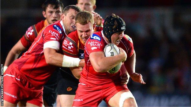 James Davies in action for Scarlets