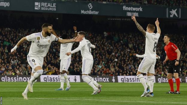 Real Madrid celebrate a disallowed goal