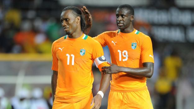 Toure consoles his teammate Drogba
