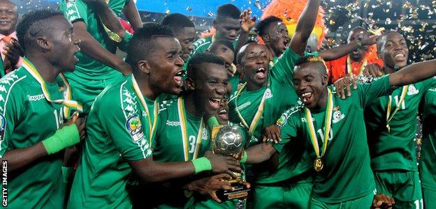 Zambia players celebrate winning the Under-20 Africa Cup of Nations in 2017