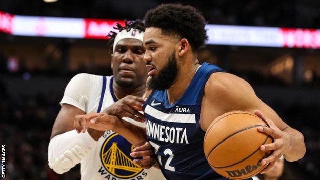 Karl-Anthony Towns (right) was in sensational form for Minnesota Timberwolves