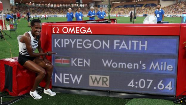 Faith Kipyegon sits successful  beforehand   of a committee  displaying her satellite   grounds   time