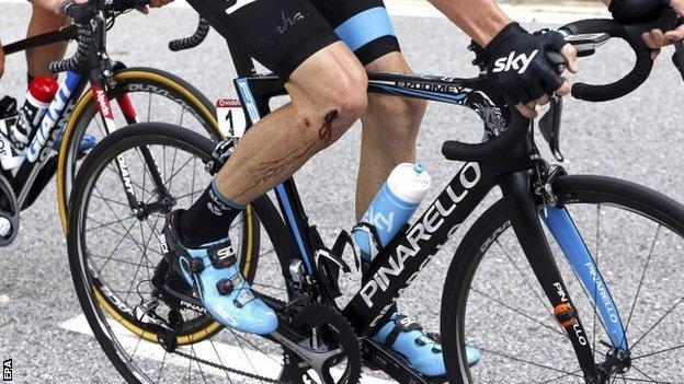 Chris Froome injured his knee during the crash