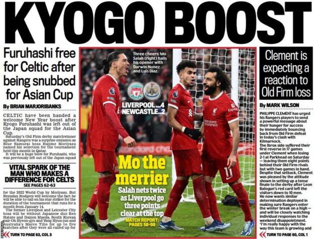 The back page of the Scottish Daily Mail on 020123