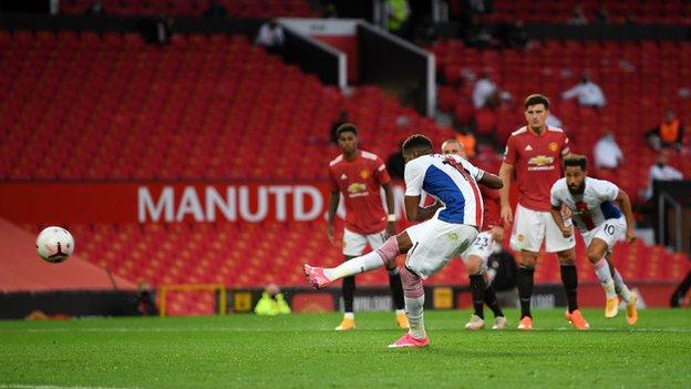 Wilfried Zaha scores from the spot against his former club