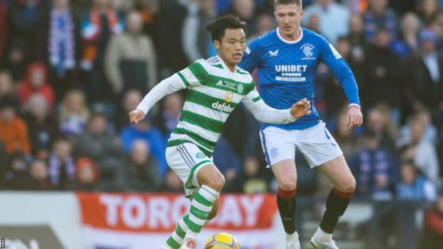 Celtic thrash Rangers 3-0 and go top of the league, as Japanese superstar  Reo Hatate scores two and gets an assist in Ange Postecoglou first Old Firm  derby win