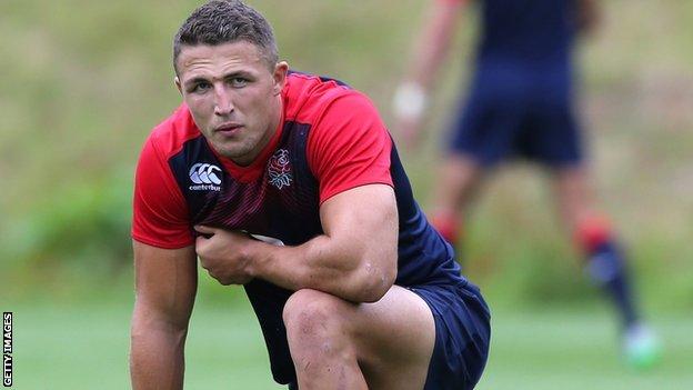 Sam Burgess pictured during England training on Monday
