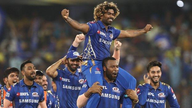 Mumbai Indians celebrate winning the 2019 IPL